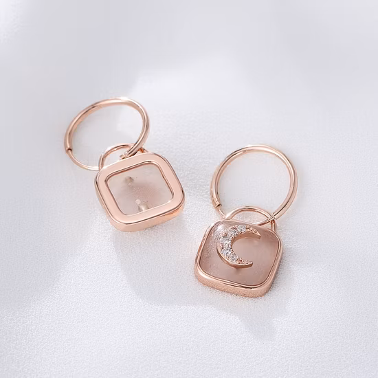 패션 로즈 골드 도금 실버 후프 귀걸이