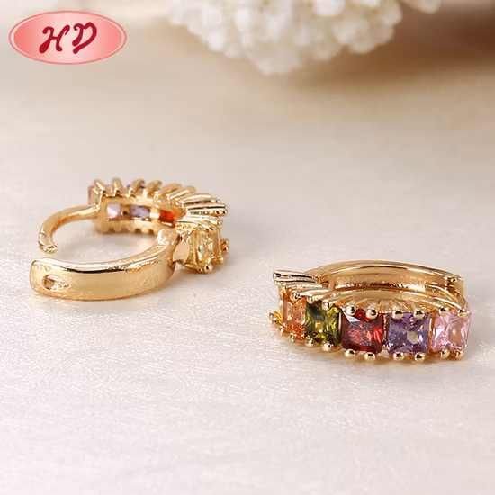 여성을 위한 진주 크리스탈 패션 실버 합금 18K 골드 도금 후프 허기 CZ 귀걸이