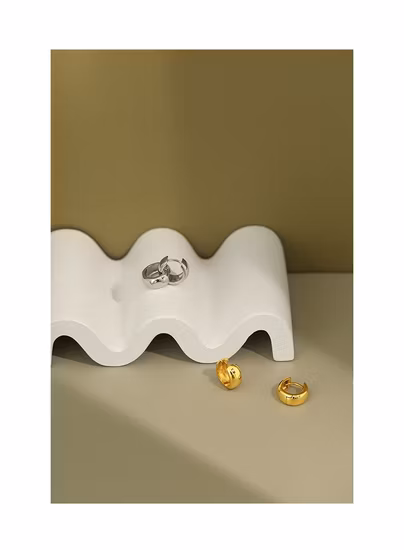 925 스털링 실버 심플 빅 라운드 펑크 골드